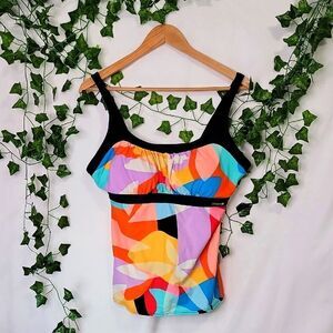 ZeroXPosur. Colorful Abstract Women's Swim Tankini Top. EUC